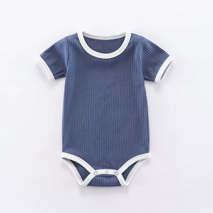 SoftNest – Ribbed Cotton Short Sleeve Romper for Newborns