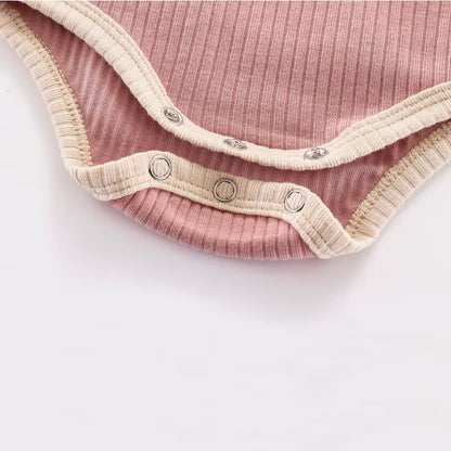 SoftNest – Ribbed Cotton Short Sleeve Romper for Newborns